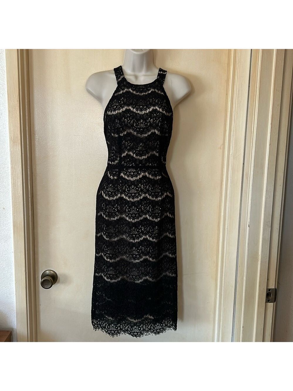 WAYF black crochet cotton lace dress size XS